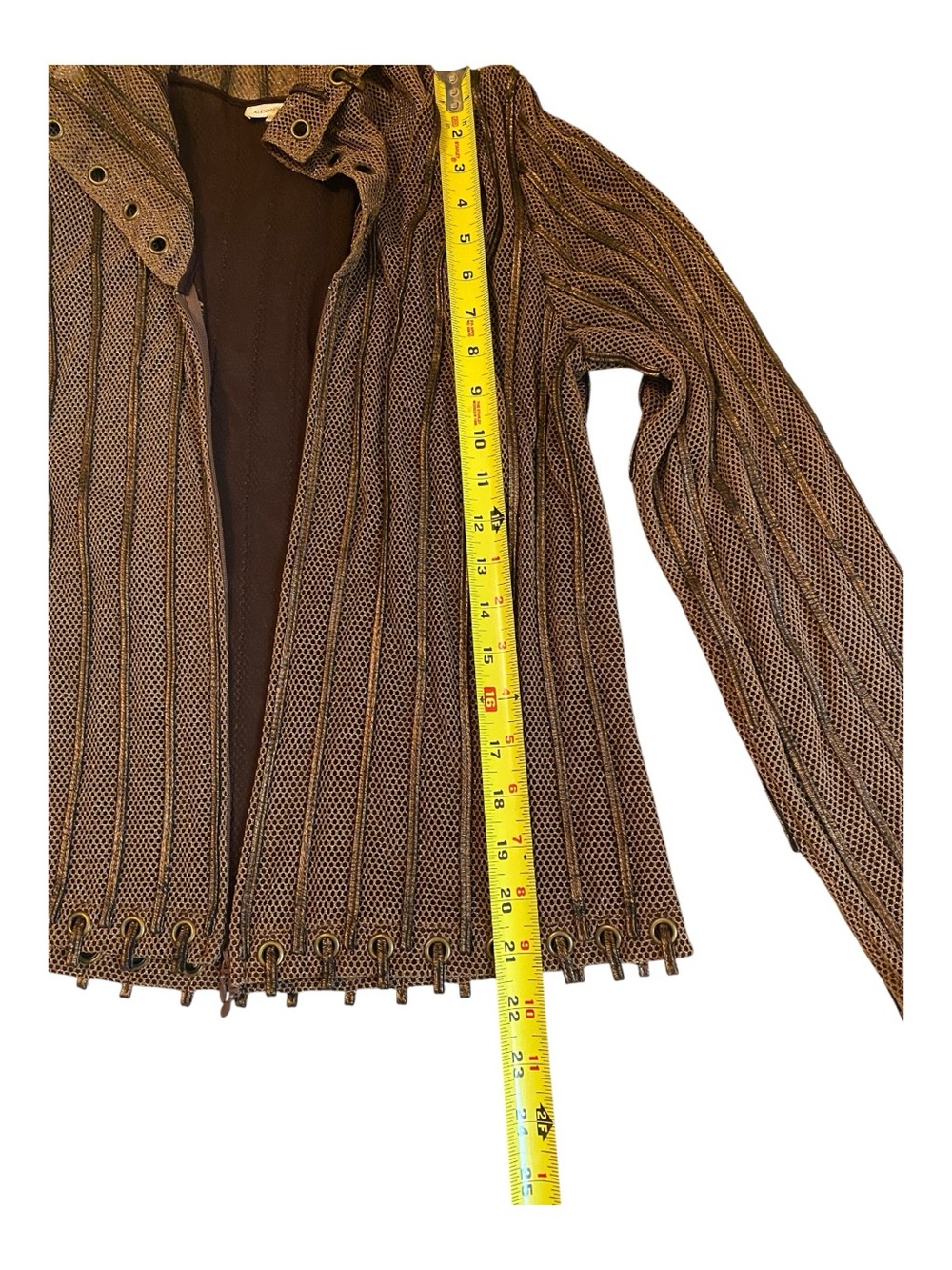 Alexandra Rosati Brown Mesh-Trim Jacket (Size 8) - Picture 8 of 9